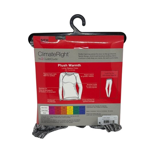 NWT Cuddl Duds ClimateRight Small Women's Plush Warmth LS Crew Gray Base Layer - Picture 3 of 3